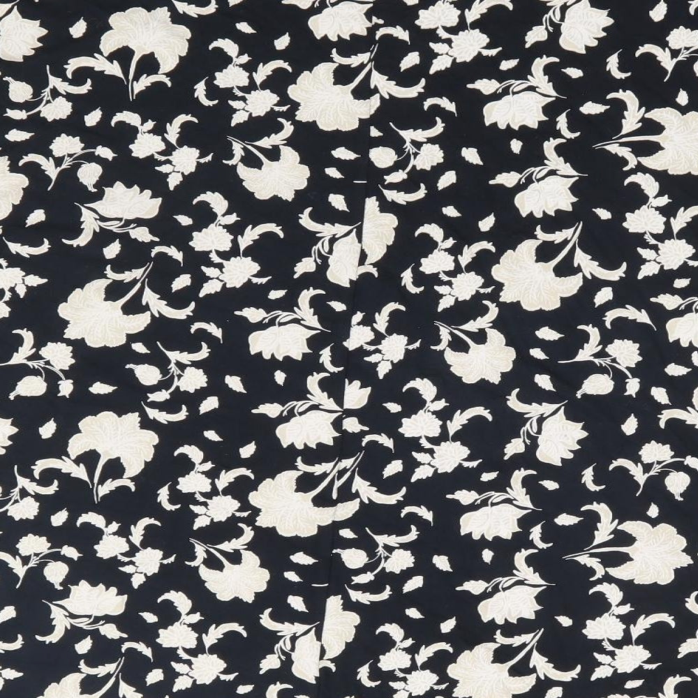 Marks and Spencer Womens Black Floral Viscose A-Line Skirt Size 16