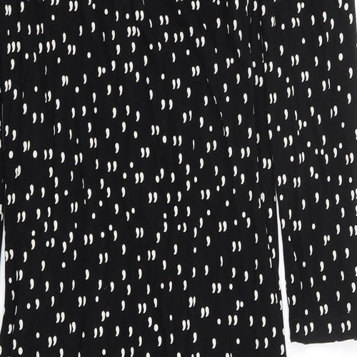 Tu x Gok Wan Womens Black Polka Dot Viscose Wrap Dress Size 14 V-Neck Pullover - Short Length