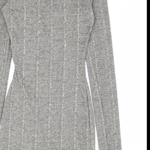 As You Womens Grey Polyester Bodycon Size 6 Collared Pullover