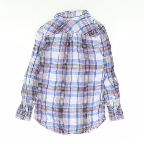 Divided by H&M Womens Ivory Plaid 100% Cotton Basic Button-Up Size 4 Collared