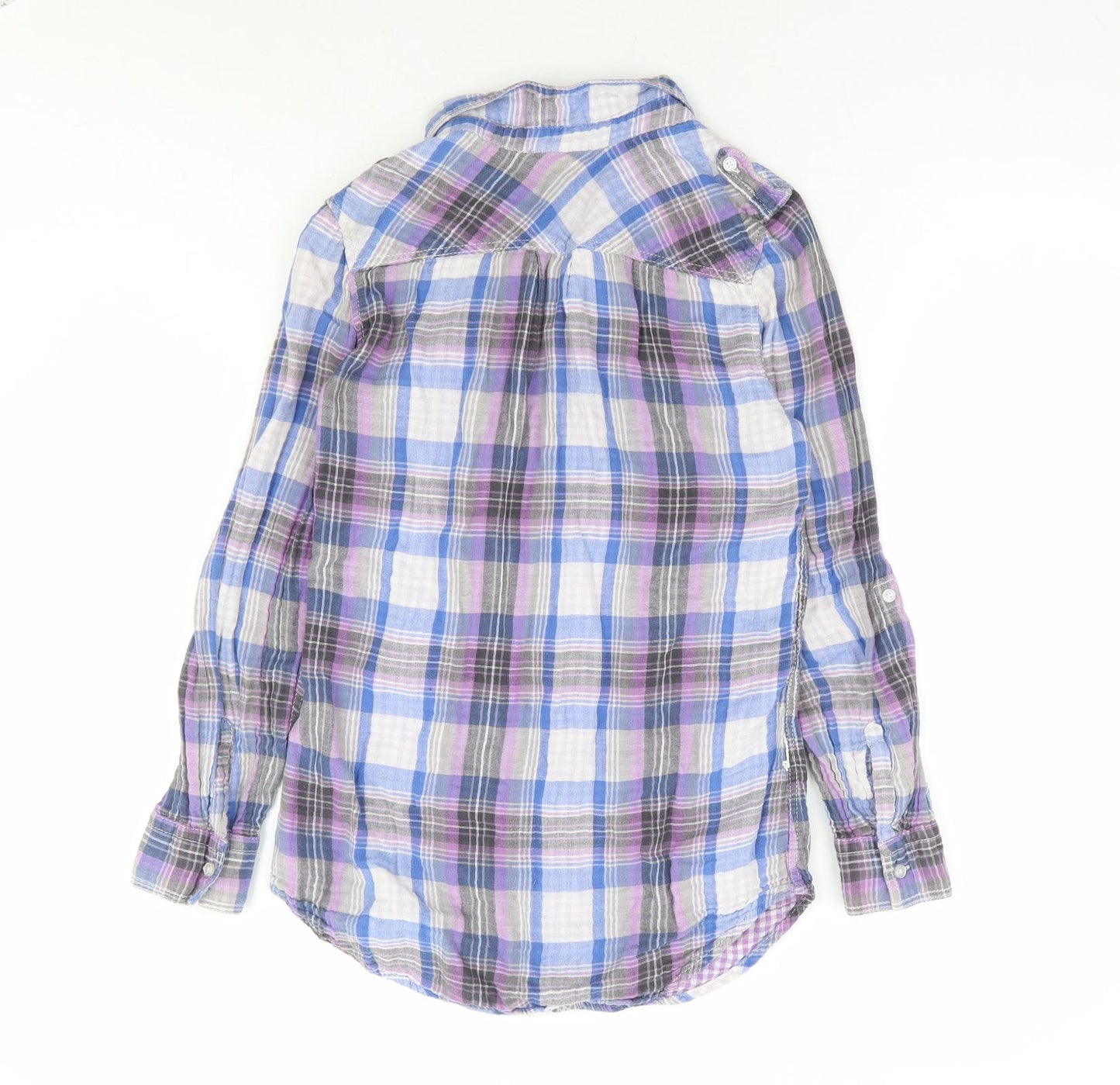 Divided by H&M Womens Ivory Plaid 100% Cotton Basic Button-Up Size 4 Collared