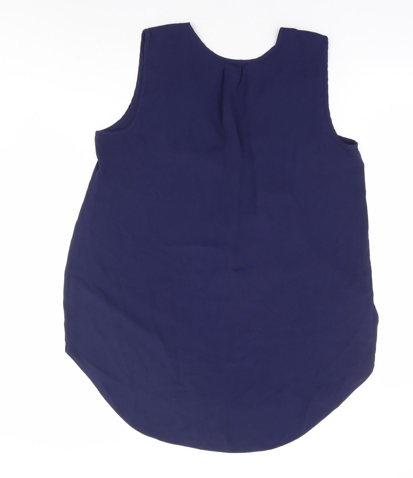 F&F Womens Blue Polyester Basic Tank Size 14 V-Neck