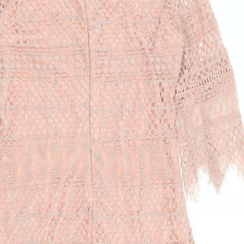 Kinds Road Womens Pink Cotton Shift Size L Round Neck Zip