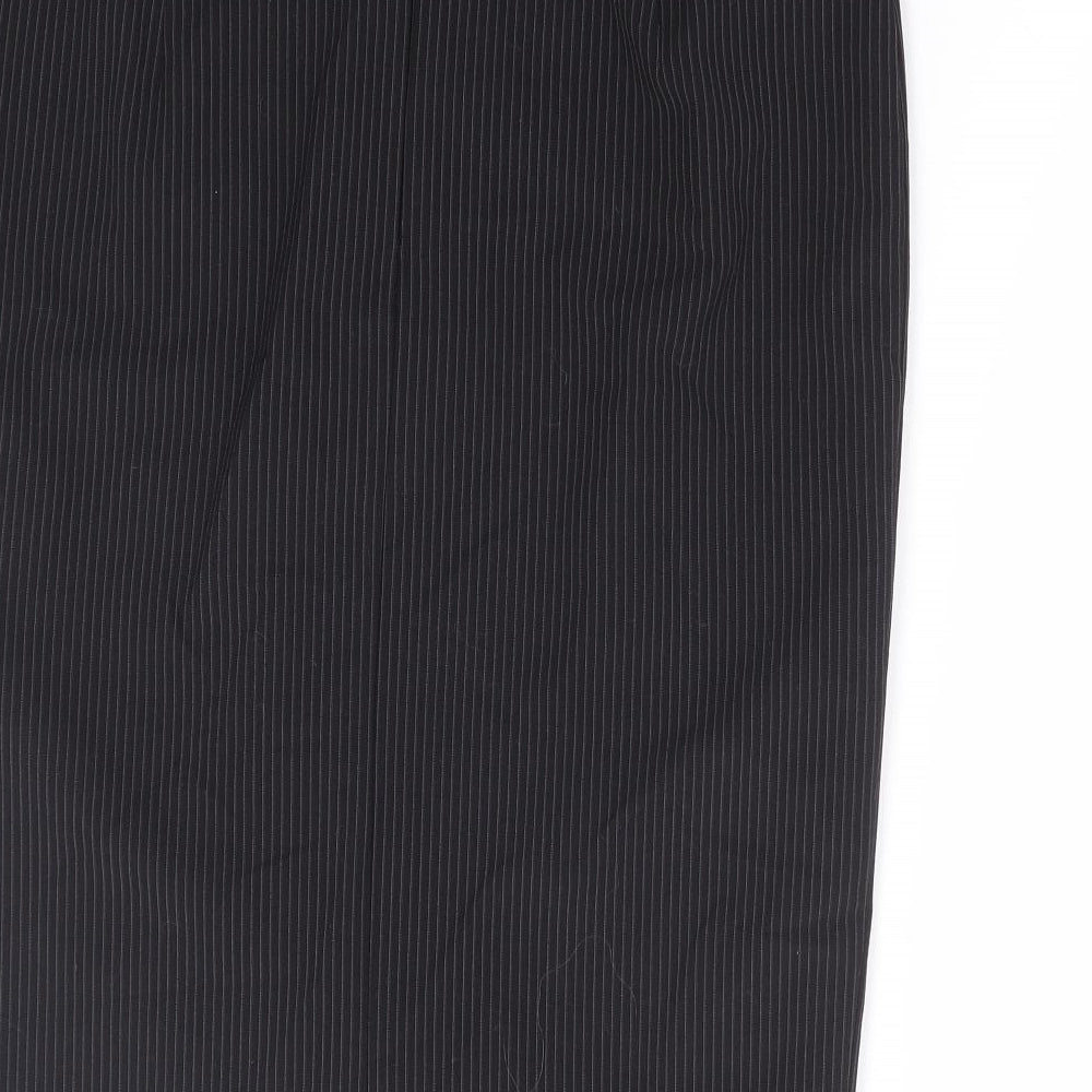 Marks and Spencer Womens Black Striped Polyester Straight & Pencil Skirt Size 8 Zip