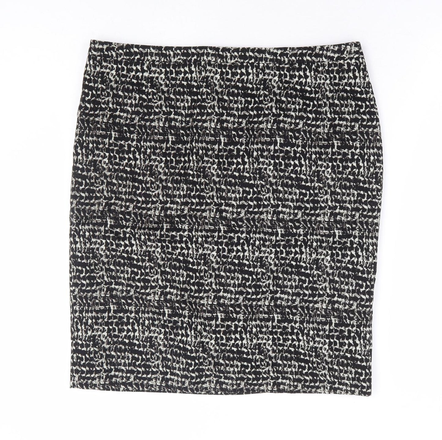Jigsaw Womens Black Geometric Cotton Straight & Pencil Skirt Size 14 Zip
