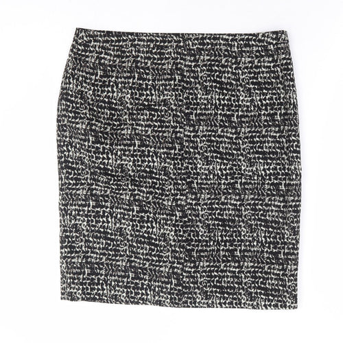 Jigsaw Womens Black Geometric Cotton Straight & Pencil Skirt Size 14 Zip