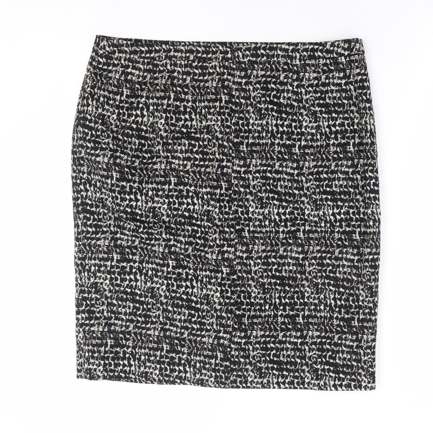 Jigsaw Womens Black Geometric Cotton Straight & Pencil Skirt Size 14 Zip