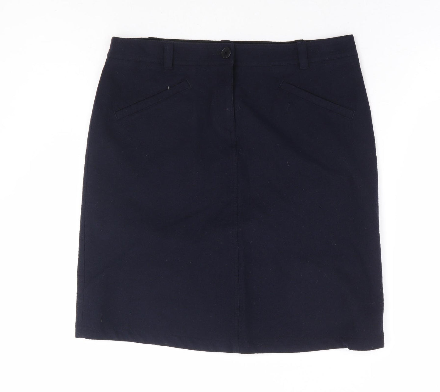 Jigsaw Womens Blue Wool A-Line Skirt Size 14 Zip