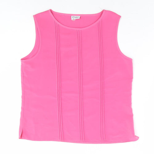 First Avenue Womens Pink Polyester Basic Tank Size 12 Round Neck