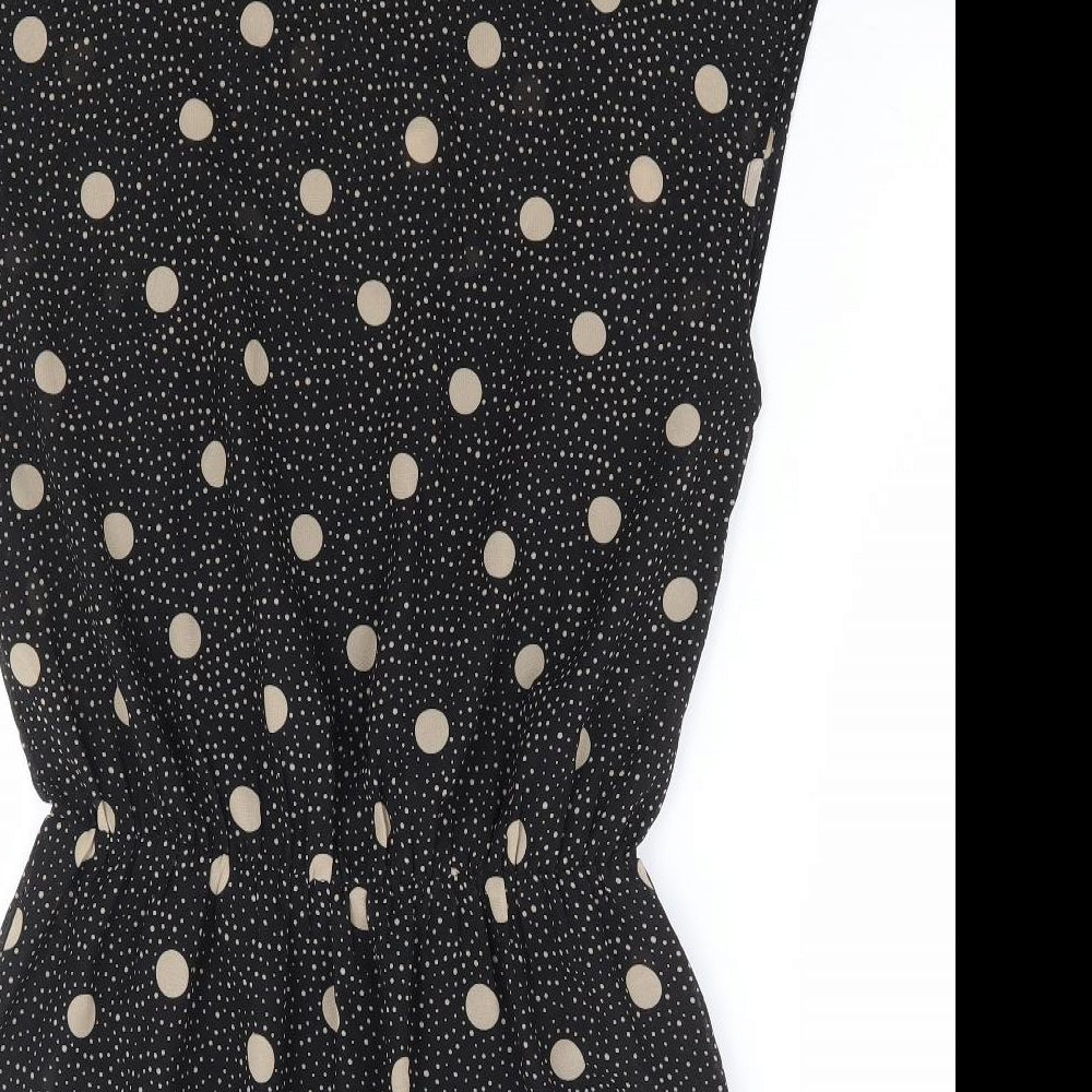 Goldigga Womens Black Polka Dot Polyester Fit & Flare Size 10 Round Neck Pullover