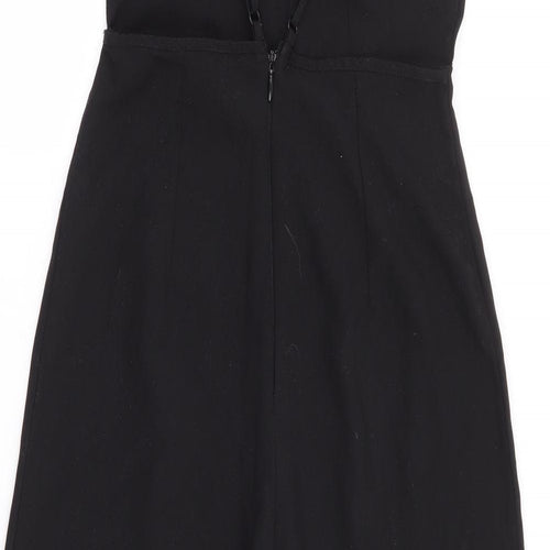 ASOS Womens Black Polyester Jumpsuit One-Piece Size 6 L22 in Zip - Culotte Jumpsuit