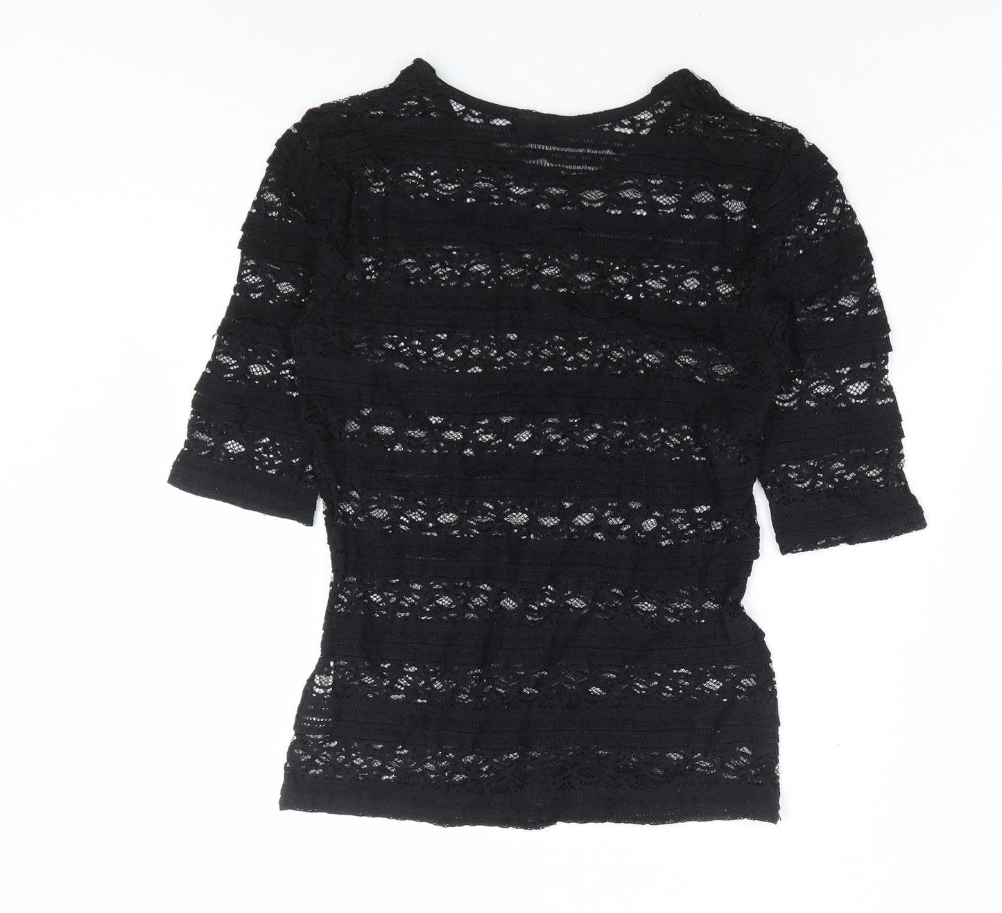 River Island Womens Black Polyamide Basic T-Shirt Size 8 Round Neck