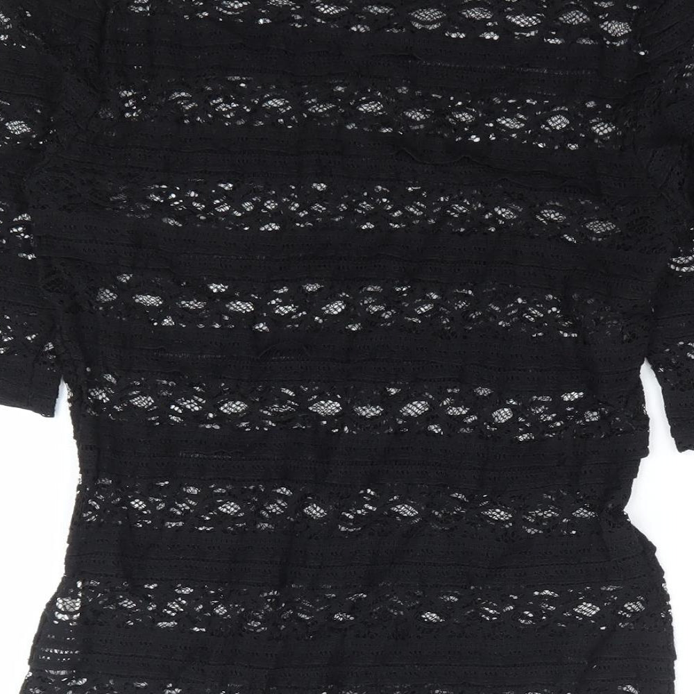 River Island Womens Black Polyamide Basic T-Shirt Size 8 Round Neck
