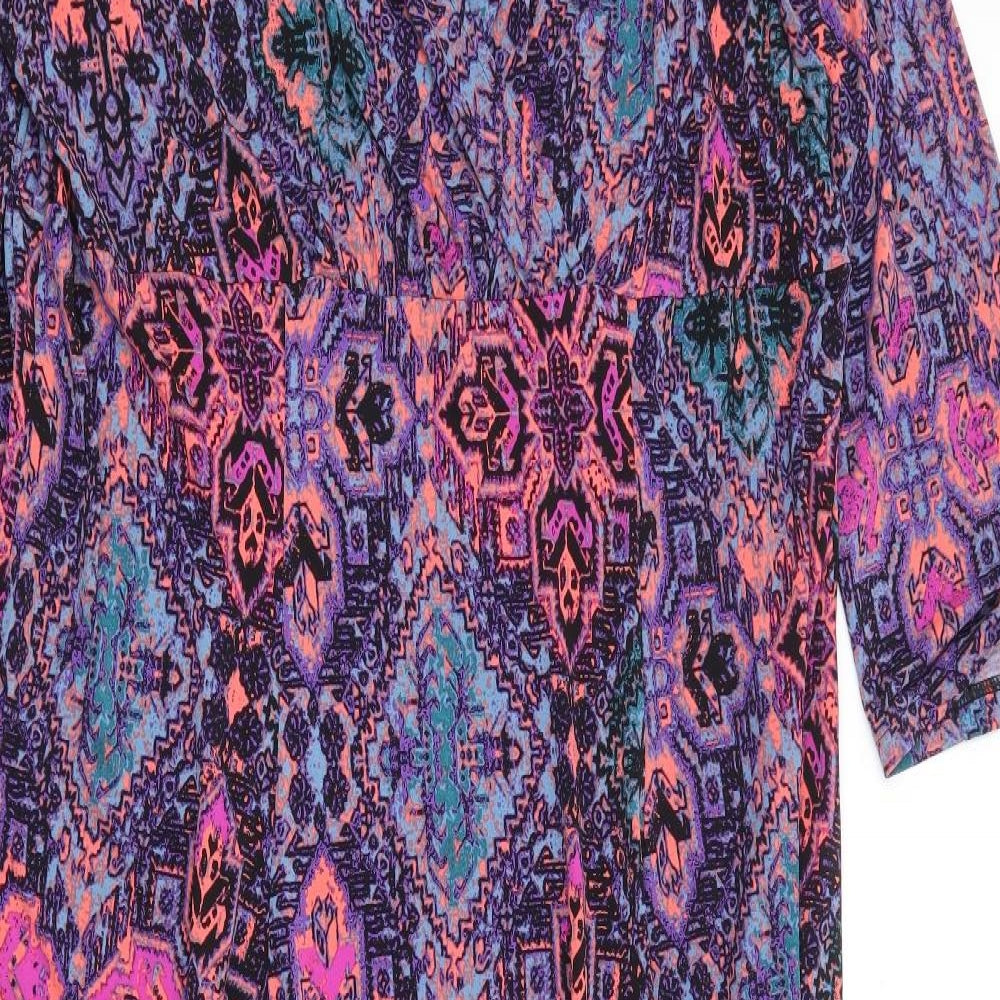 Joanna Hope Womens Multicoloured Geometric Polyester Maxi Size 20 V-Neck Pullover
