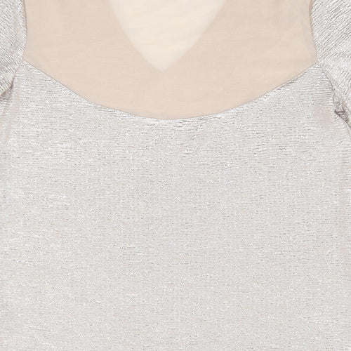 George Womens Beige Polyester Basic T-Shirt Size 10 V-Neck