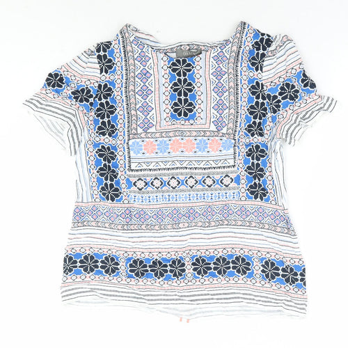 Oasis Womens Multicoloured Floral Viscose Basic T-Shirt Size 12 Round Neck