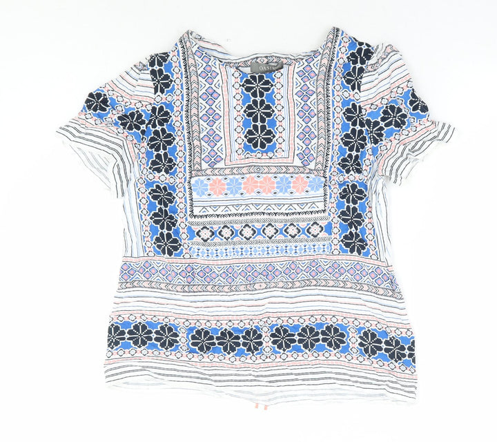 Oasis Womens Multicoloured Floral Viscose Basic T-Shirt Size 12 Round Neck