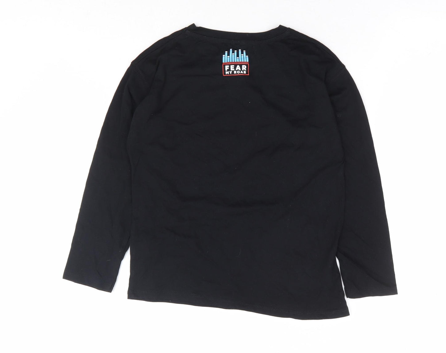 Zara Boys Black 100% Cotton Basic T-Shirt Size 9 Years Round Neck Pullover - Dinosaur