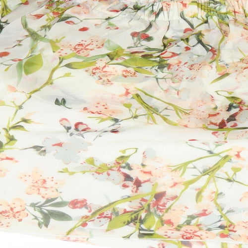 Parisian Collection Womens White Floral Polyester Basic Blouse Size 10 Off the Shoulder - Bardot