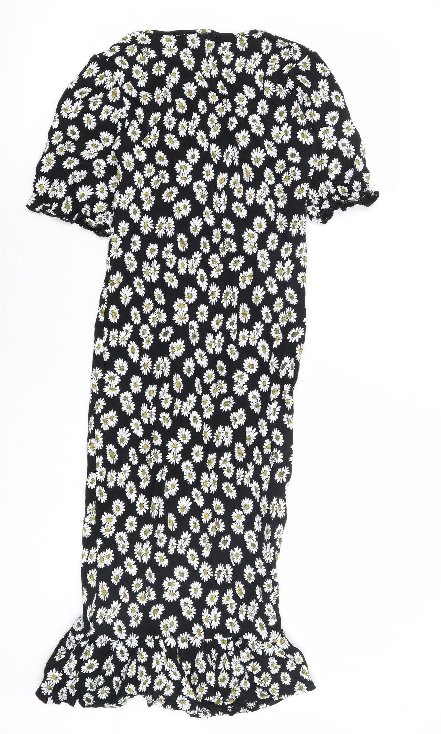 Boohoo Womens Black Floral Viscose Mermaid Size 12 Sweetheart Pullover - Daisy