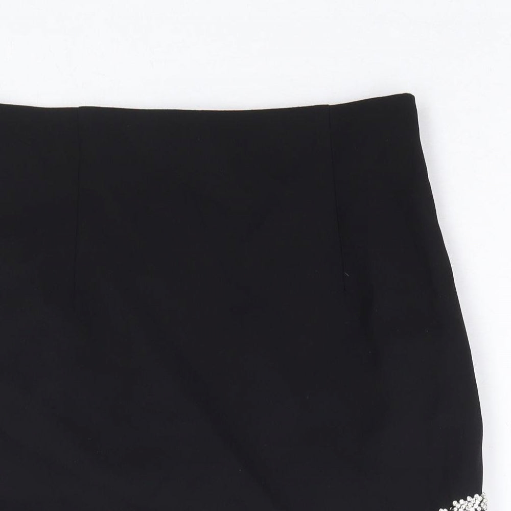 Zara Womens Black Polyester Mini Skirt Size XS Zip