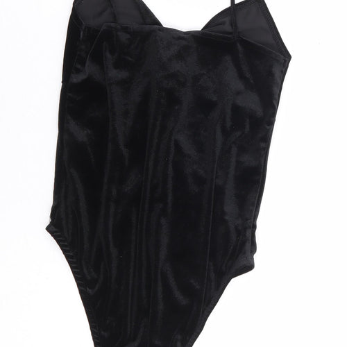 Topshop Womens Black Polyester Bodysuit One-Piece Size 8 Snap - Knot Front