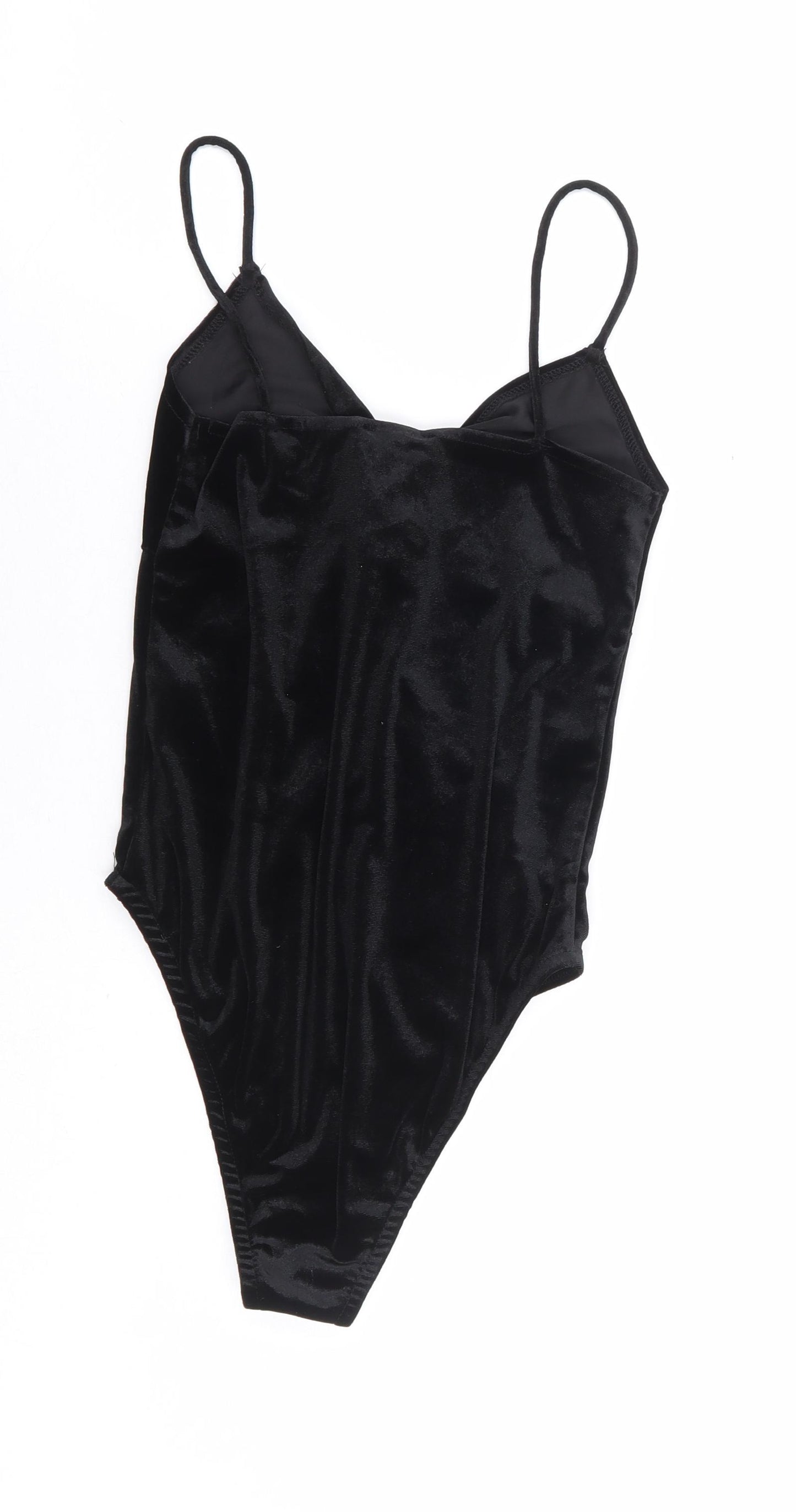 Topshop Womens Black Polyester Bodysuit One-Piece Size 8 Snap - Knot Front