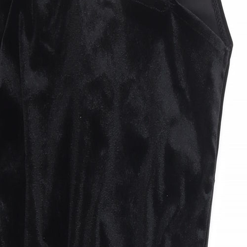 Topshop Womens Black Polyester Bodysuit One-Piece Size 8 Snap - Knot Front