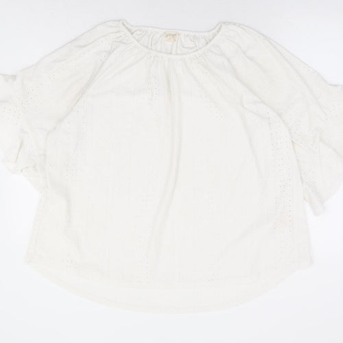Greige Womens White Polyester Basic Blouse Size 2XL Round Neck