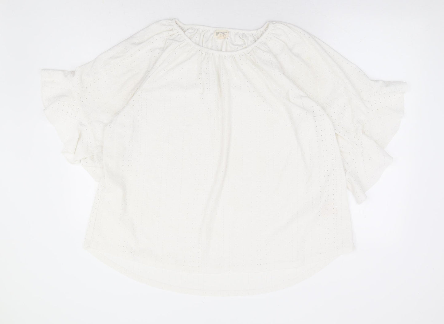 Greige Womens White Polyester Basic Blouse Size 2XL Round Neck