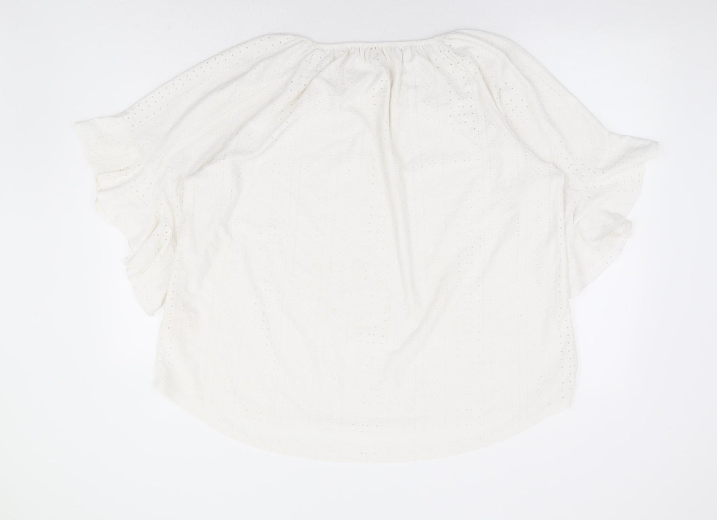Greige Womens White Polyester Basic Blouse Size 2XL Round Neck