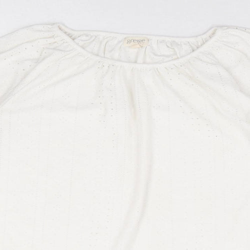 Greige Womens White Polyester Basic Blouse Size 2XL Round Neck