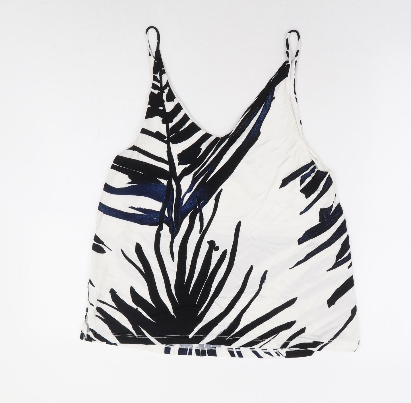 H&M Womens White Geometric Viscose Camisole Tank Size S V-Neck