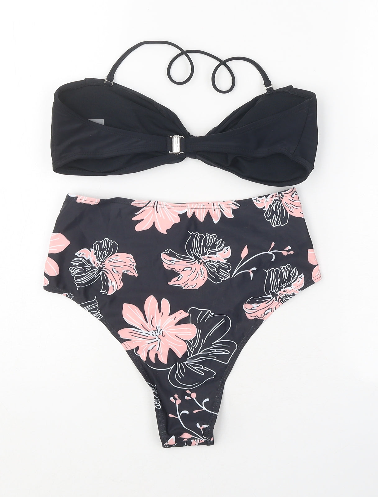 SheIn Womens Black Floral Polyester Bikini Size M