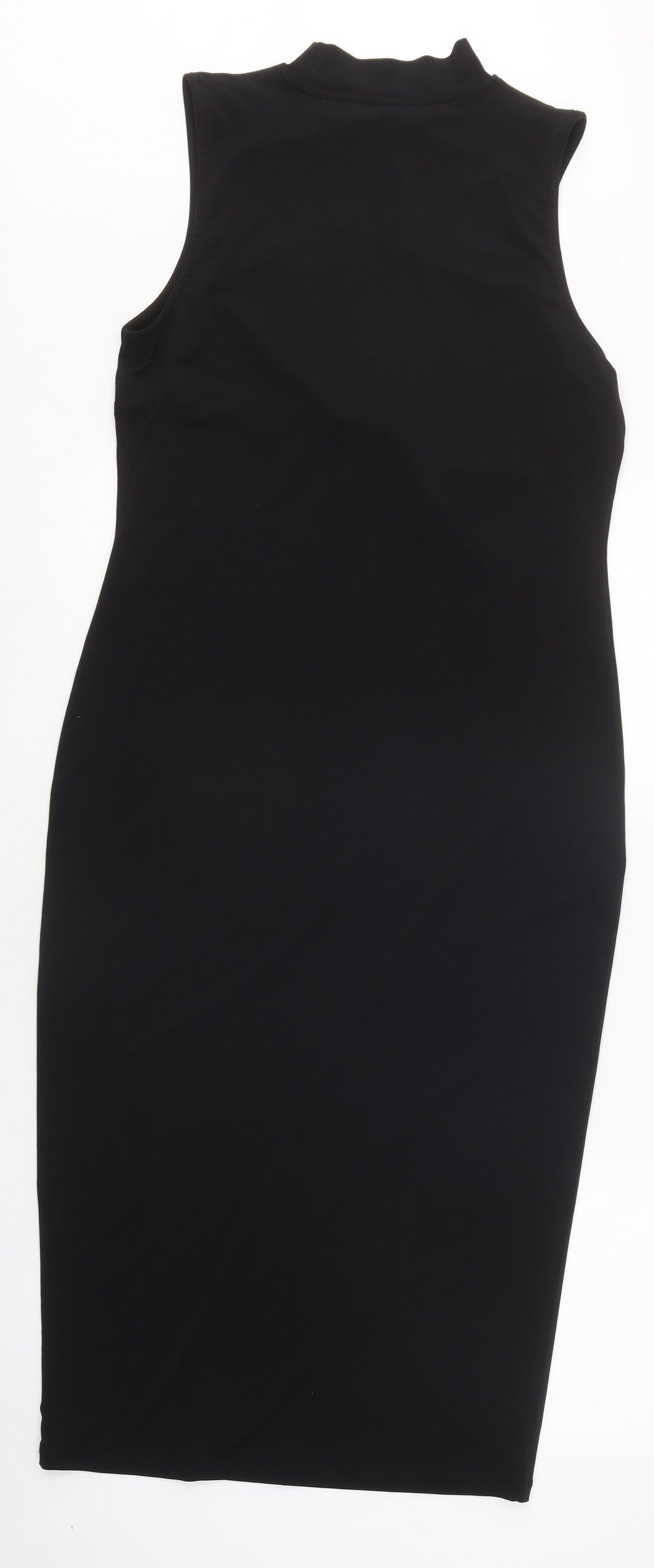 River Island Womens Black Polyester Pencil Dress Size 14 Mock Neck Pullover - cut-out dress