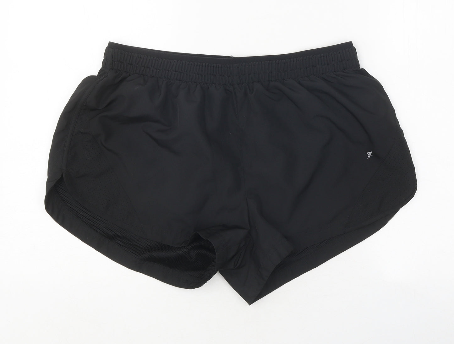 WORKOUT Womens Black Polyester Sweat Shorts Size L L11 in Regular Pull On