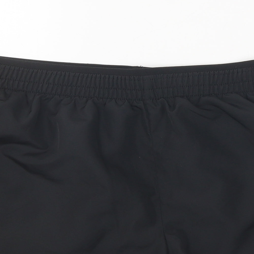 WORKOUT Womens Black Polyester Sweat Shorts Size L L11 in Regular Pull On