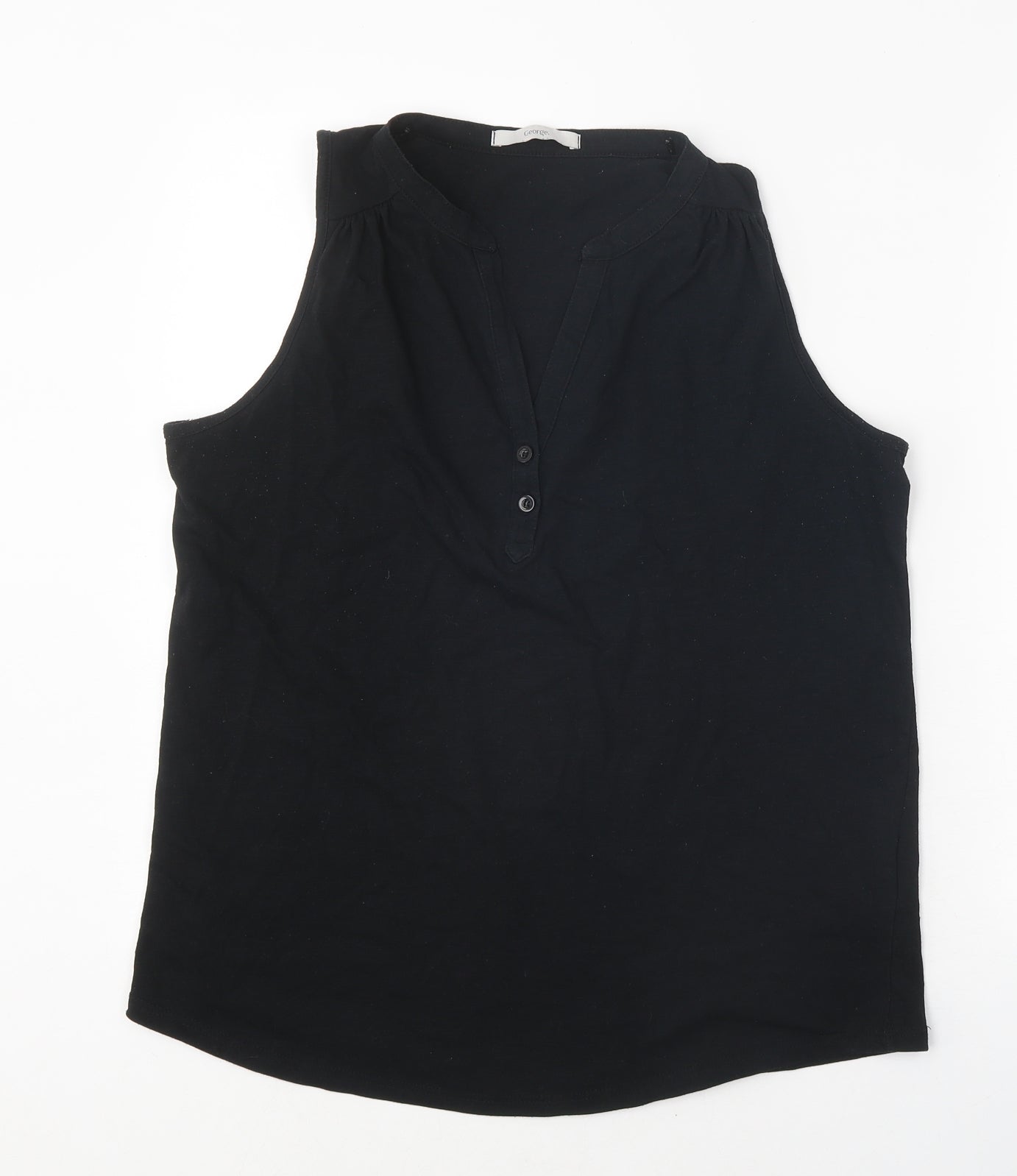 George Womens Black Polyester Basic Tank Size 16 V-Neck