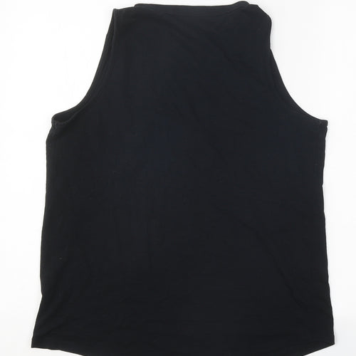 George Womens Black Polyester Basic Tank Size 16 V-Neck