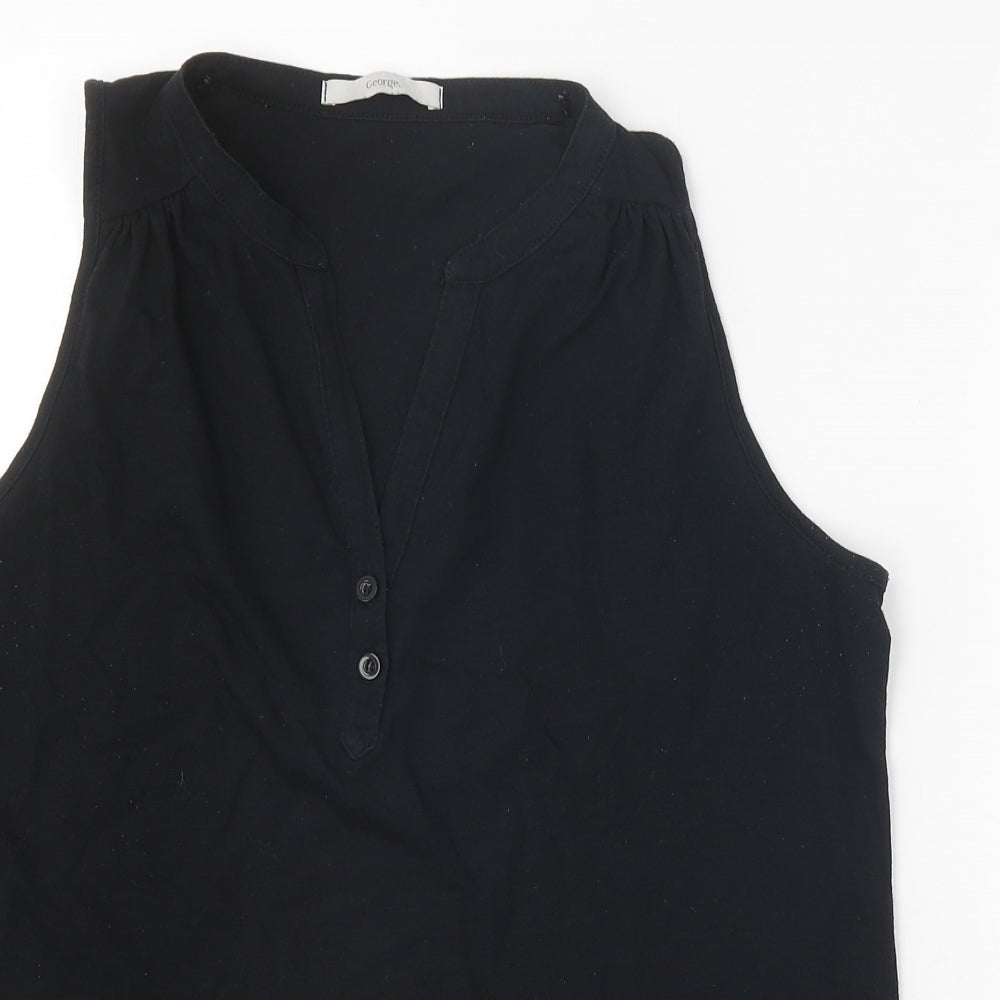 George Womens Black Polyester Basic Tank Size 16 V-Neck