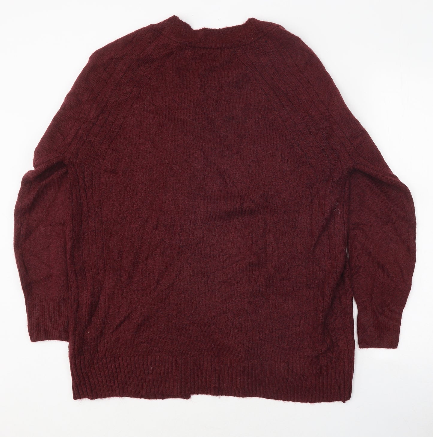 Marks and Spencer Womens Purple V-Neck Polyester Cardigan Jumper Size S