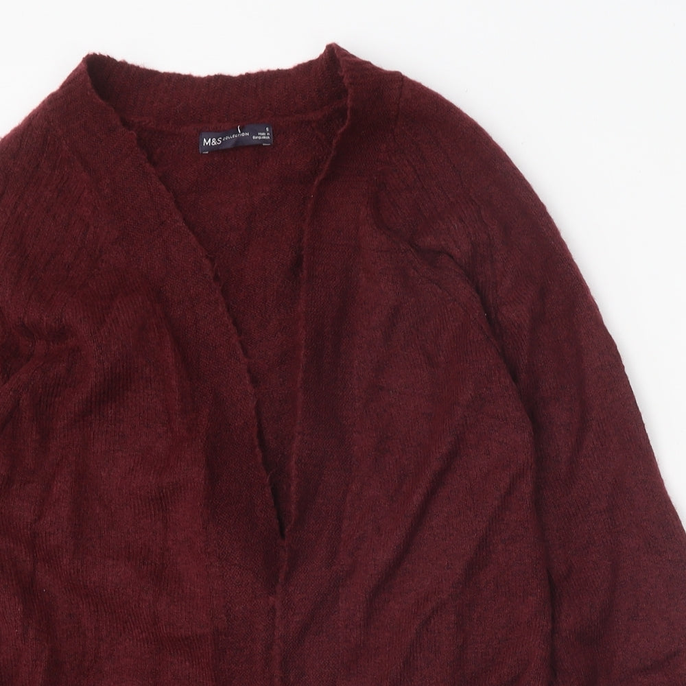 Marks and Spencer Womens Purple V-Neck Polyester Cardigan Jumper Size S