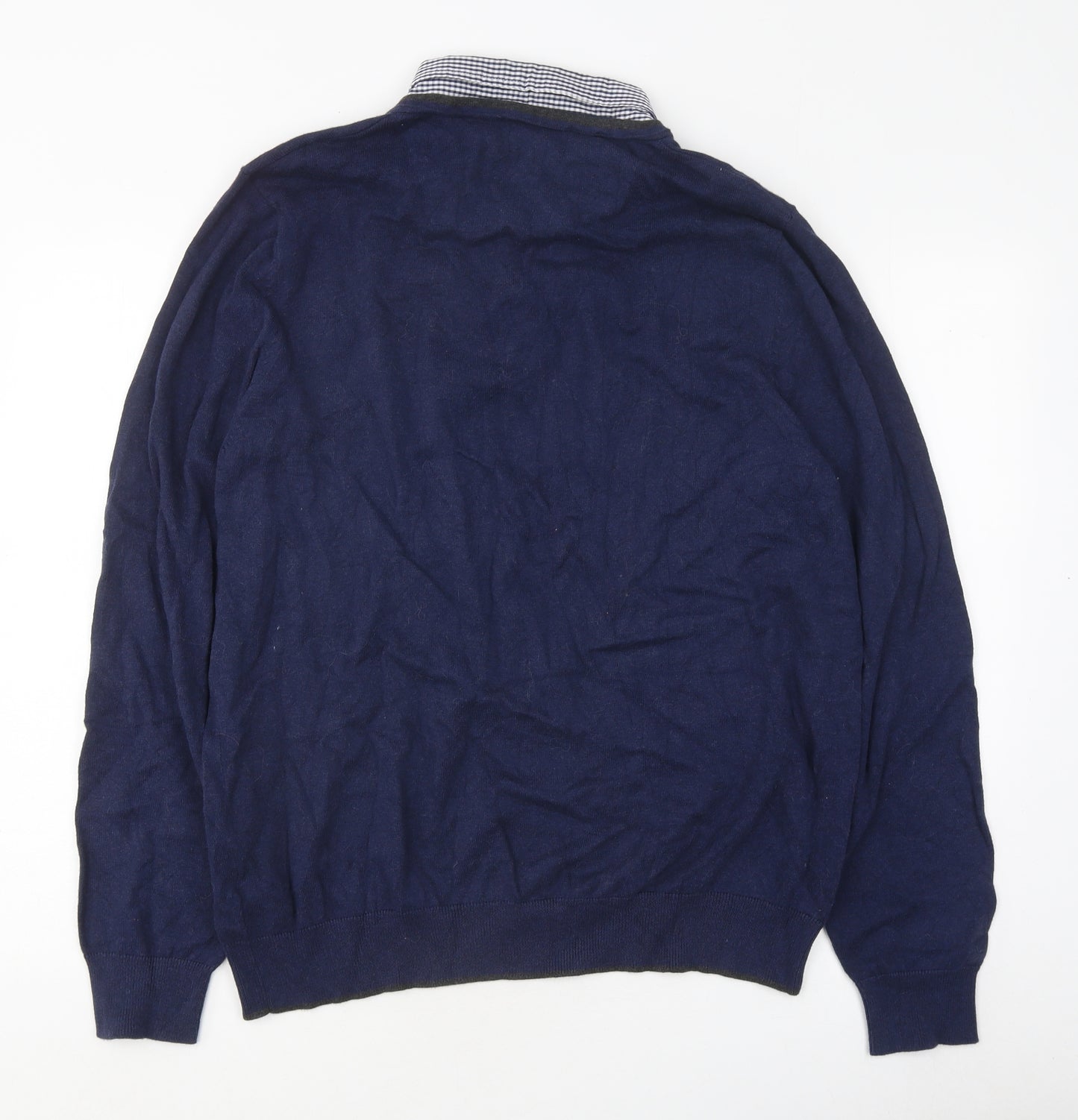 Marks and Spencer Mens Blue Cotton Pullover Jumper Size L