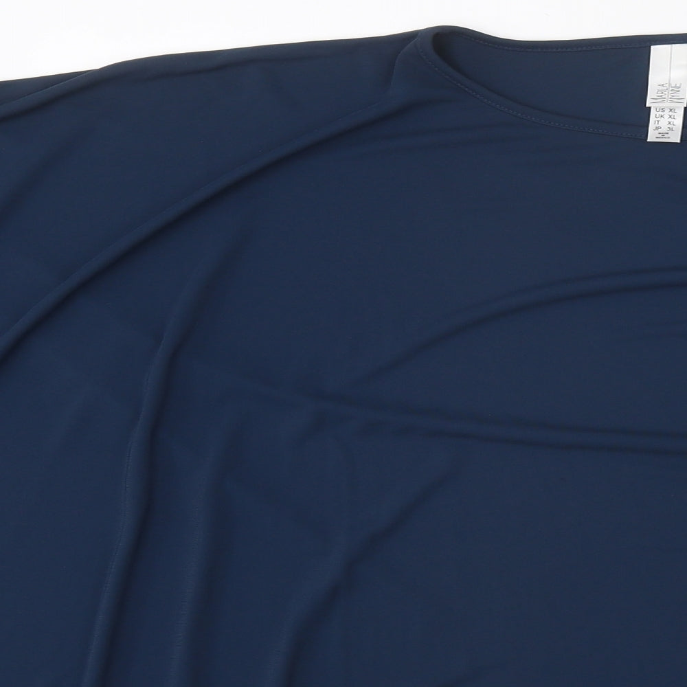 Maria Wynne Womens Blue Polycarbamide Jersey Blouse Size XL One Shoulder
