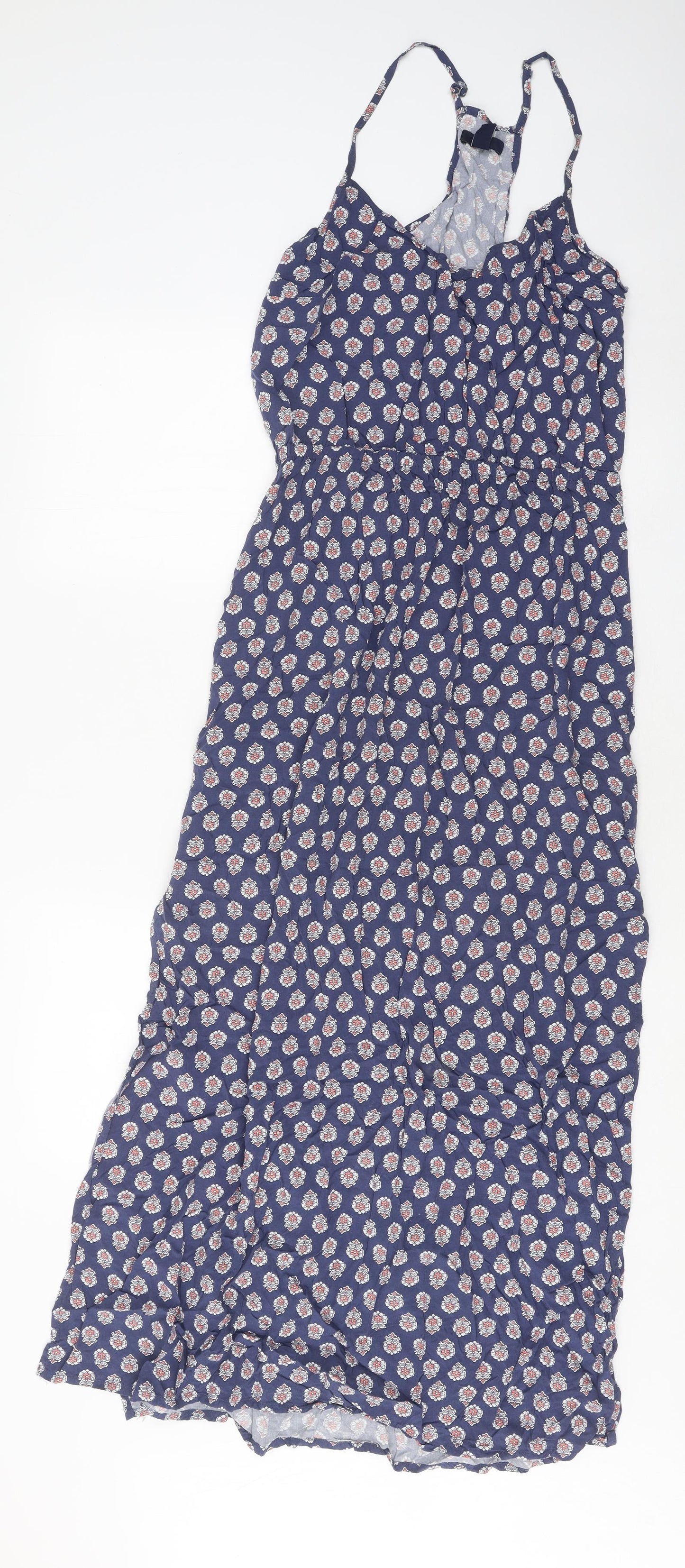 Gap Womens Blue Floral Viscose Maxi Size S V-Neck Magnetic - slit on both sides