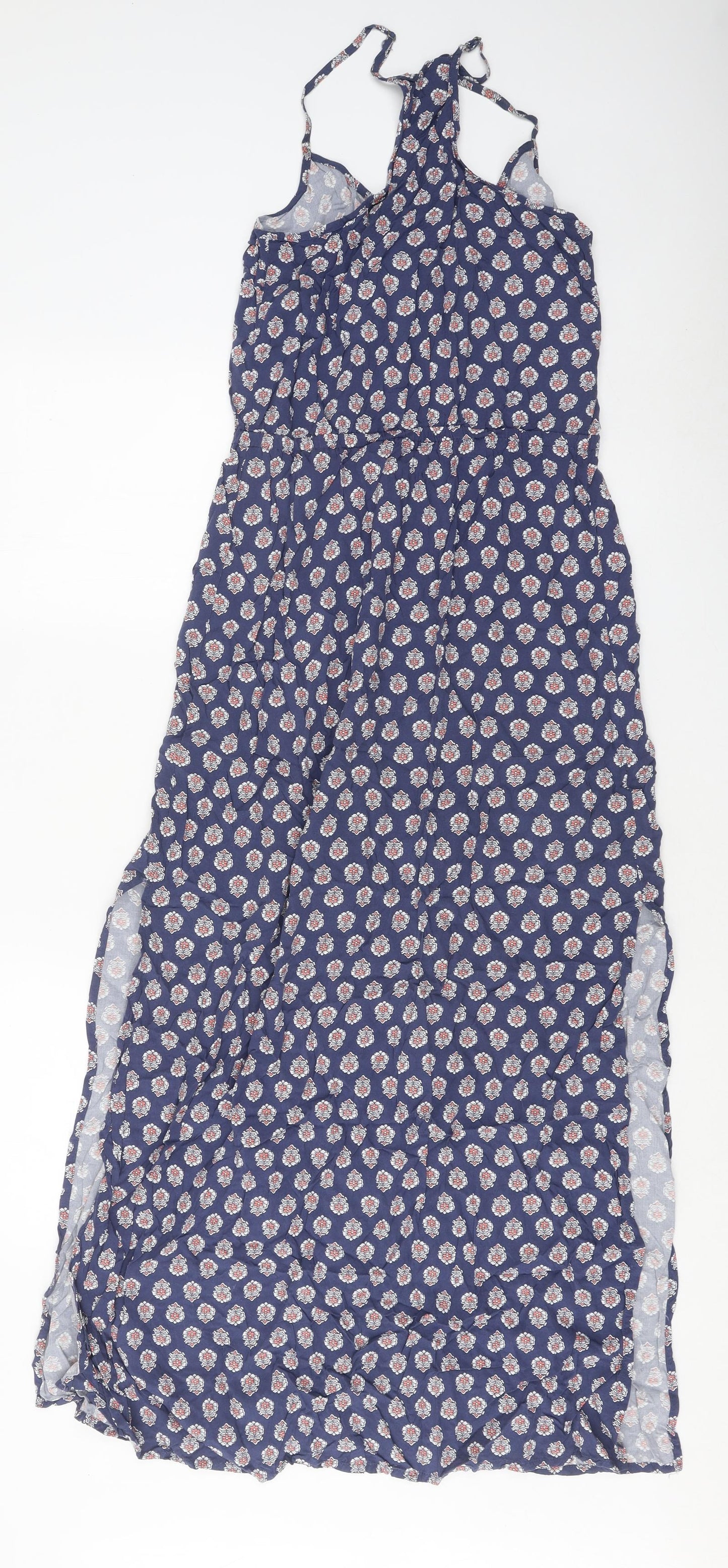 Gap Womens Blue Floral Viscose Maxi Size S V-Neck Magnetic - slit on both sides