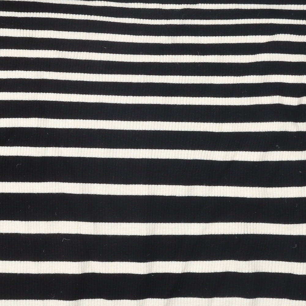 F&F Womens Black Roll Neck Striped Viscose Pullover Jumper Size 14