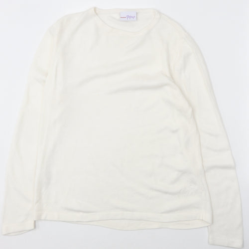 Papaya Womens White Round Neck Acrylic Pullover Jumper Size 16 - size 16-18