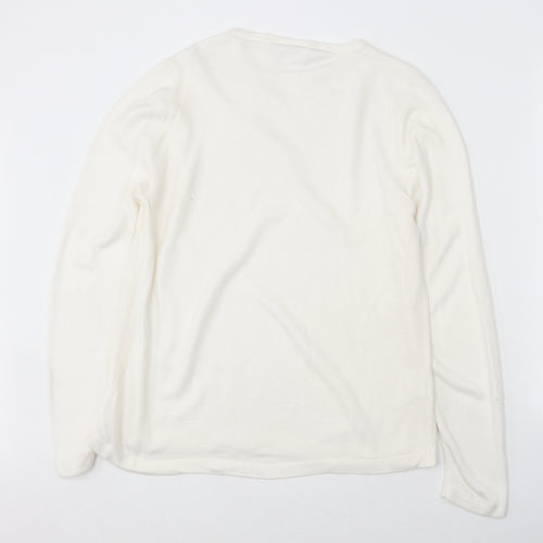 Papaya Womens White Round Neck Acrylic Pullover Jumper Size 16 - size 16-18