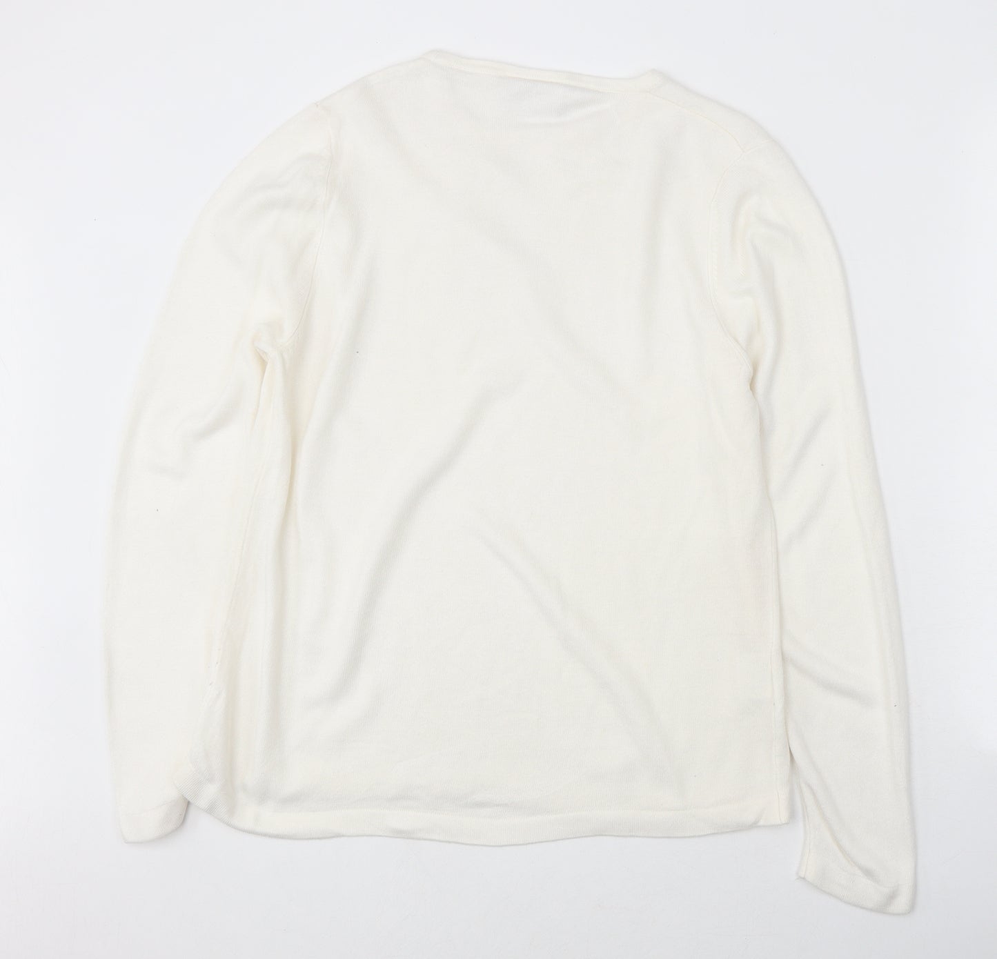 Papaya Womens White Round Neck Acrylic Pullover Jumper Size 16 - size 16-18